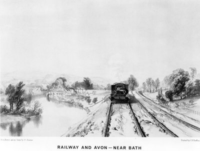 Ferrocarril y Avon, cerca de Bath, impreso por C. F. Cheffins, 1843 de John Cooke Bourne